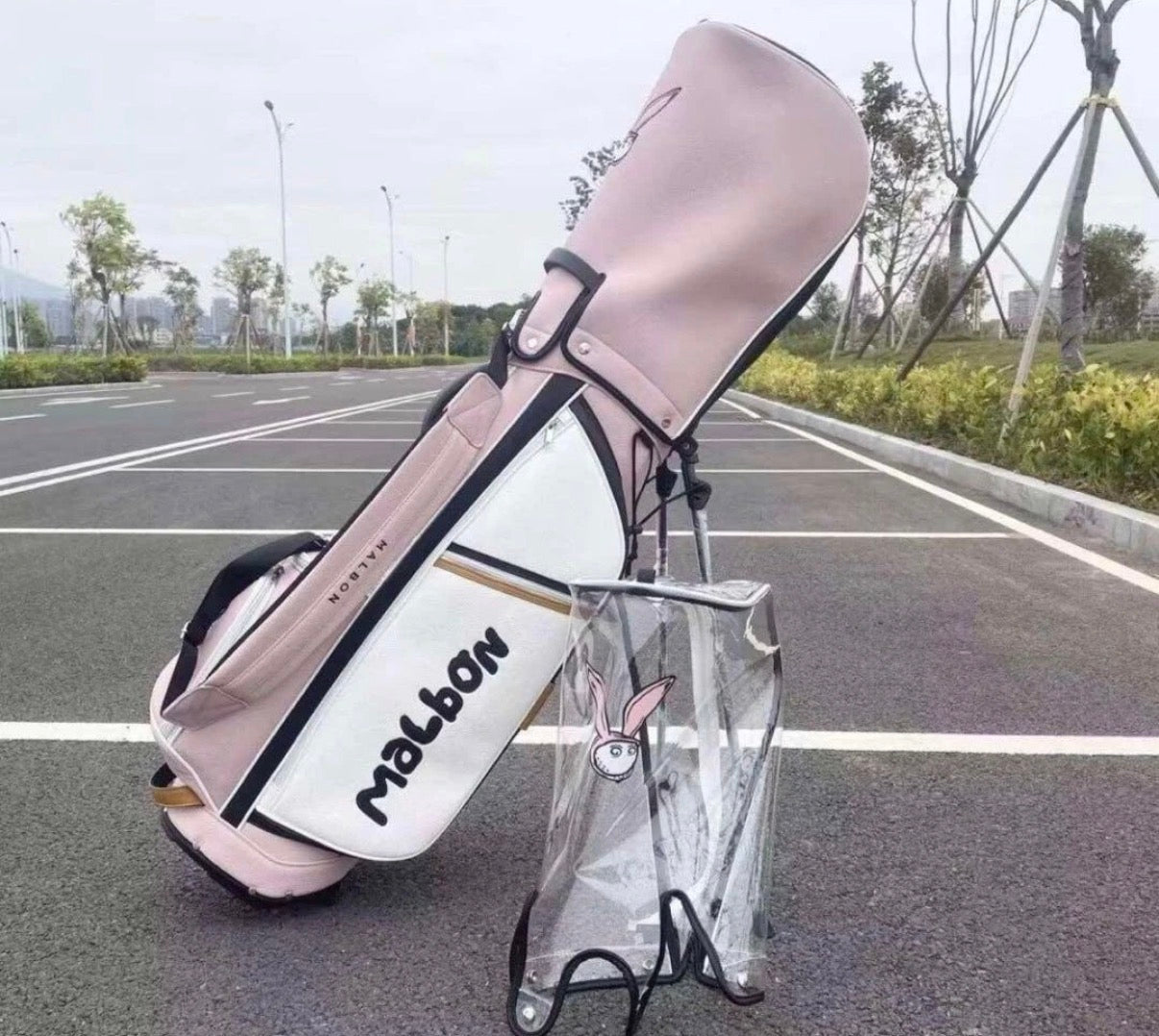 MALBON GOLF Caddy Bag Stand Type Pink Rabbit Synthetic Leather / 5-way / 2 Cover