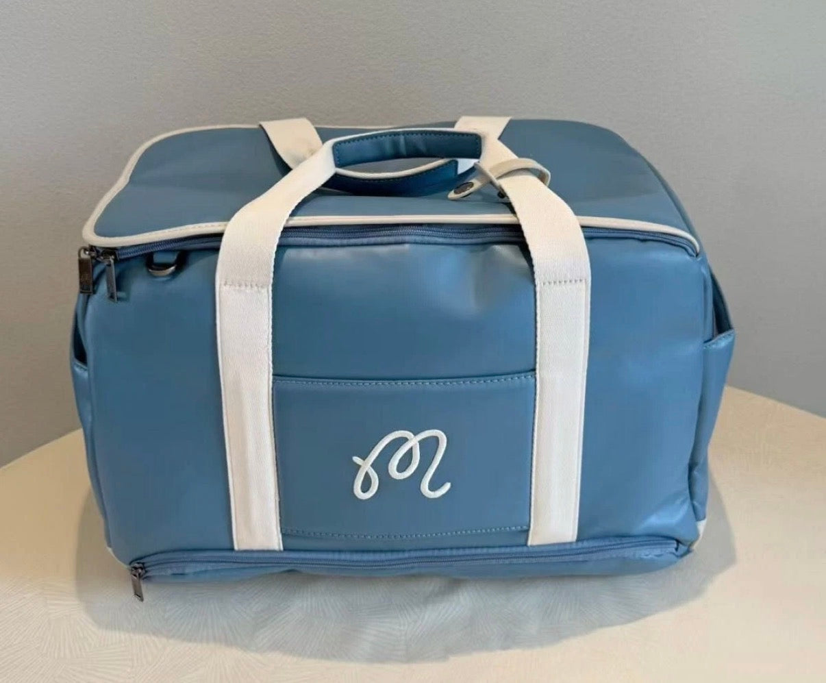 Malbon Golf Boston Bag With Shoulder Strap Blue