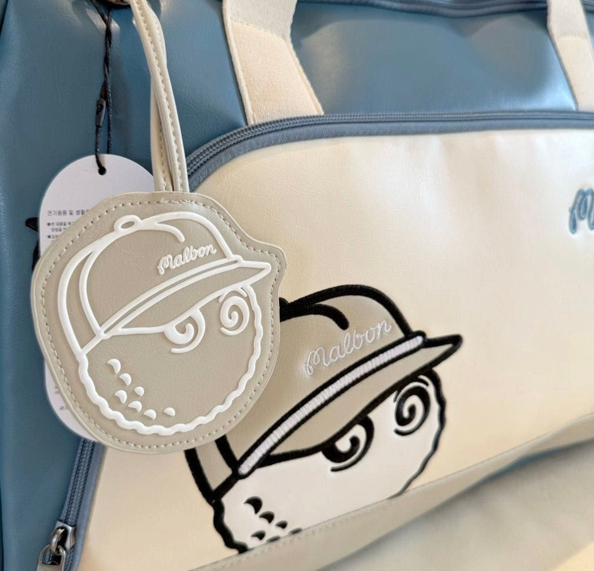Malbon Golf Boston Bag With Shoulder Strap Blue