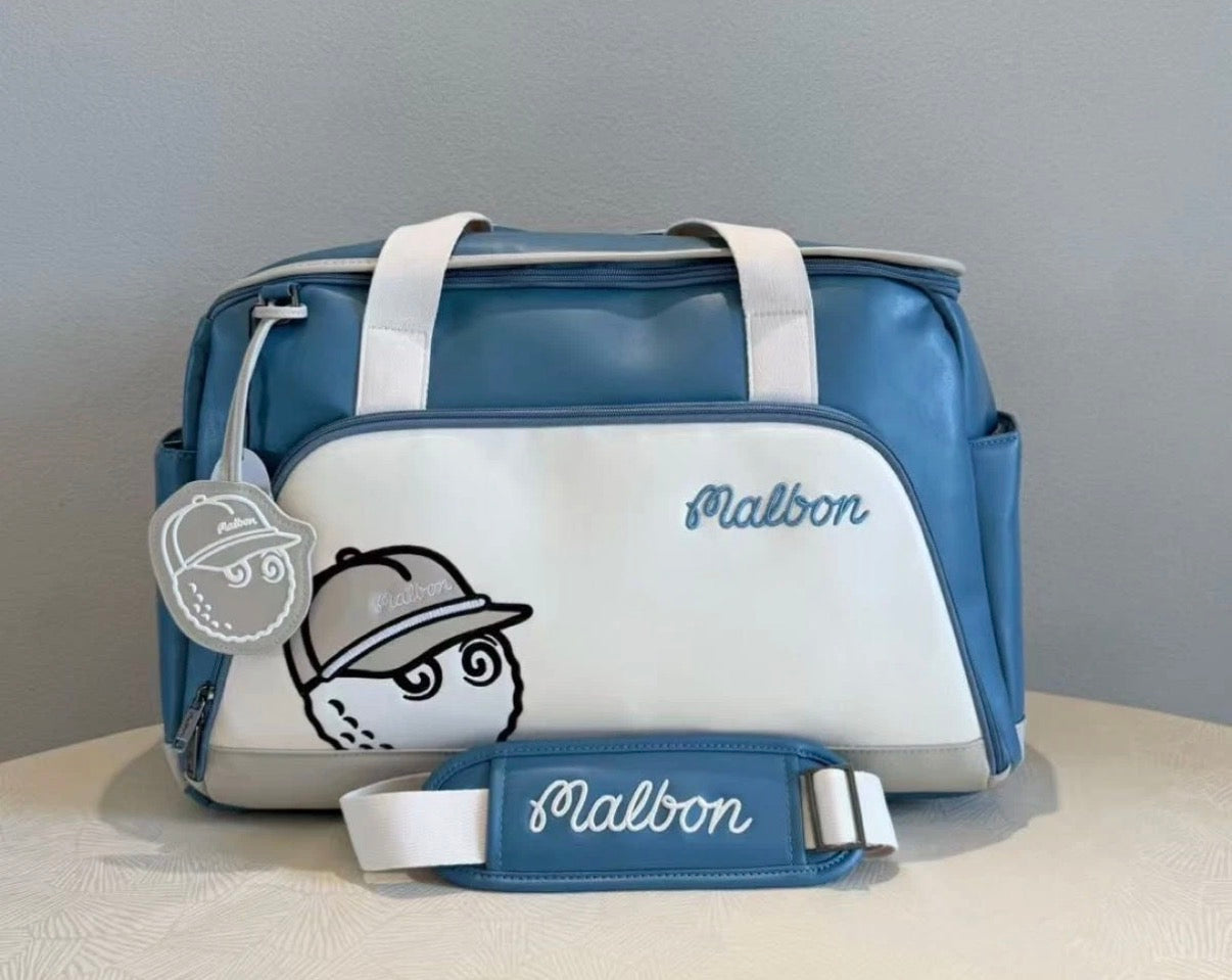 Malbon Golf Boston Bag With Shoulder Strap Blue